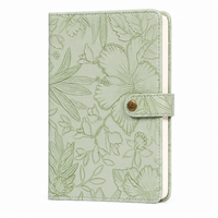 Embossed Floral Leather Notebook Journal – Sage Green
