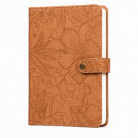 Embossed Floral Leather Notebook Journal – Brown
