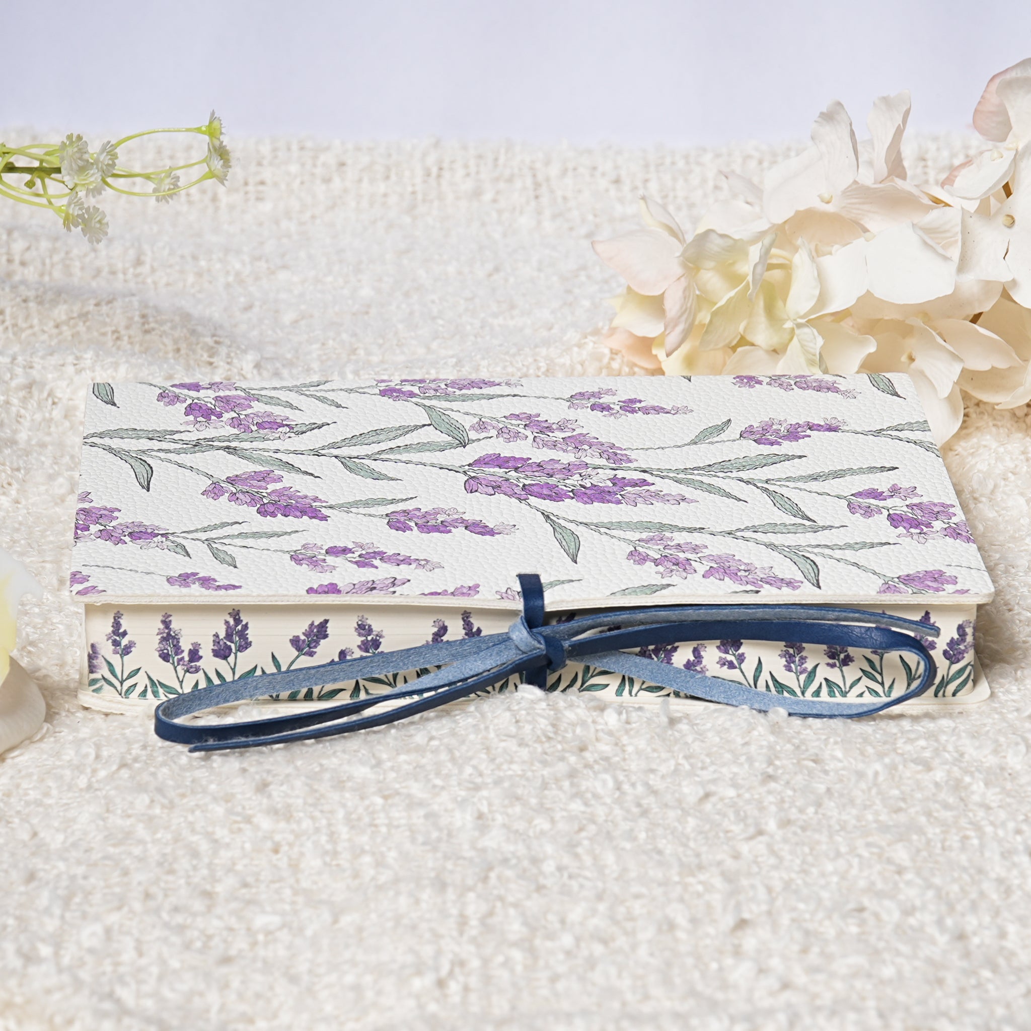 Botanical Leather Notebook Journal – Lavender with Printed Edges