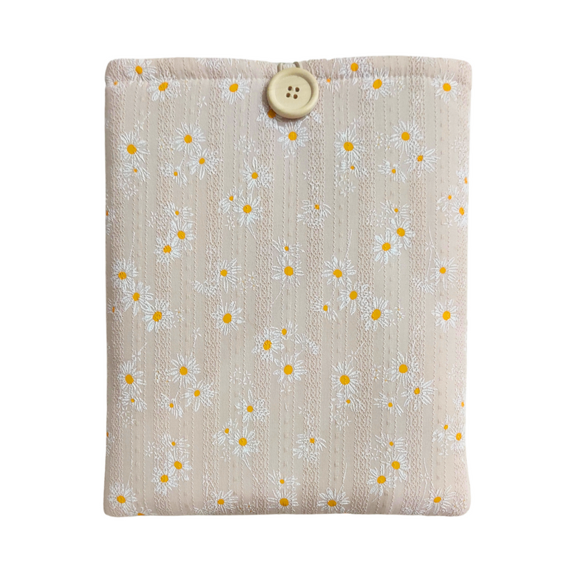 Daisy Blossom Floral Book Sleeve - Beige