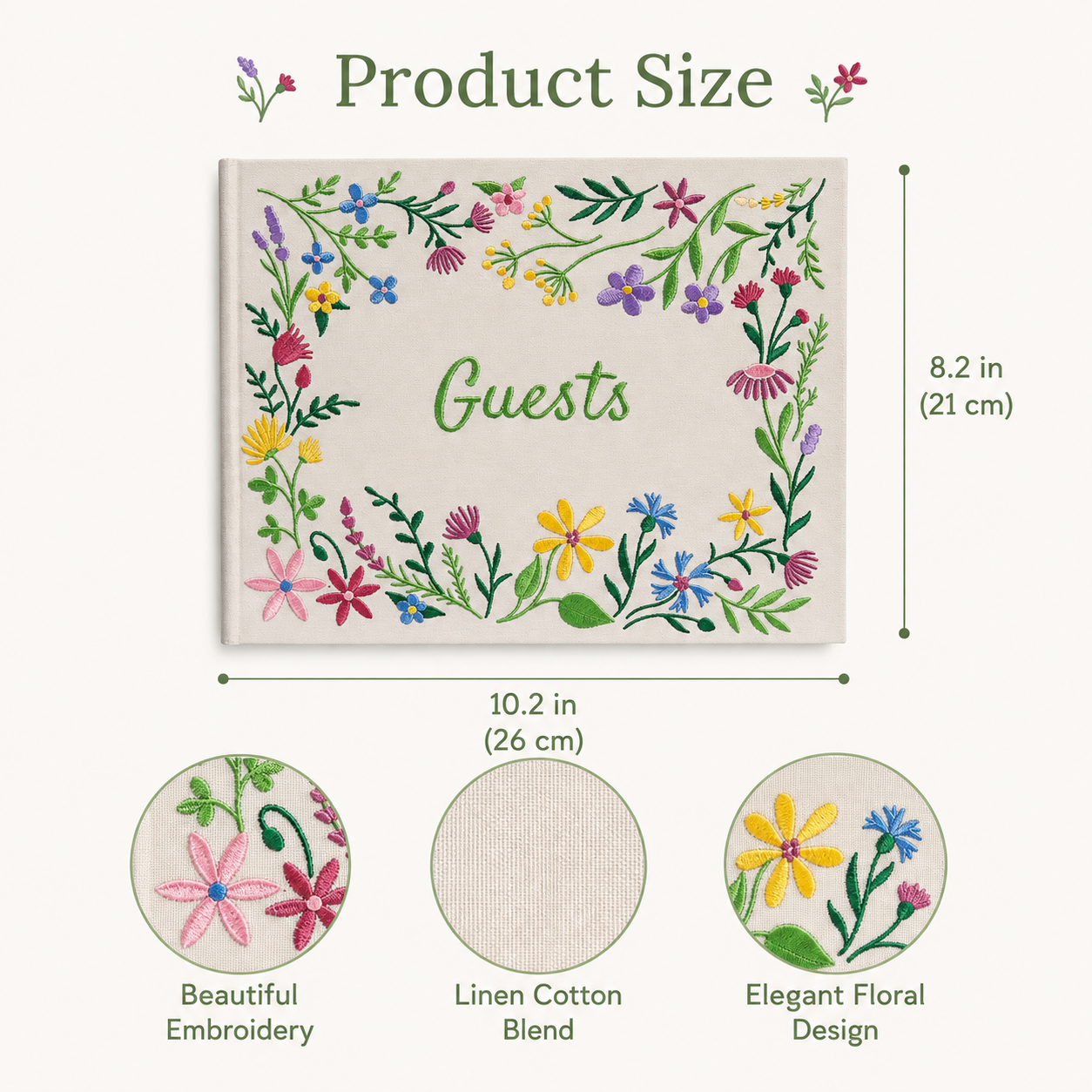 Embroidered Floral Guestbook – Wildflower Garden
