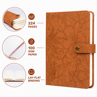 Embossed Floral Leather Notebook Journal – Brown