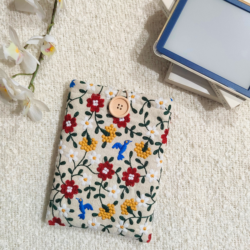 Floral Kindle Sleeve, Embroidered Kindle Cover – Spring Harmony