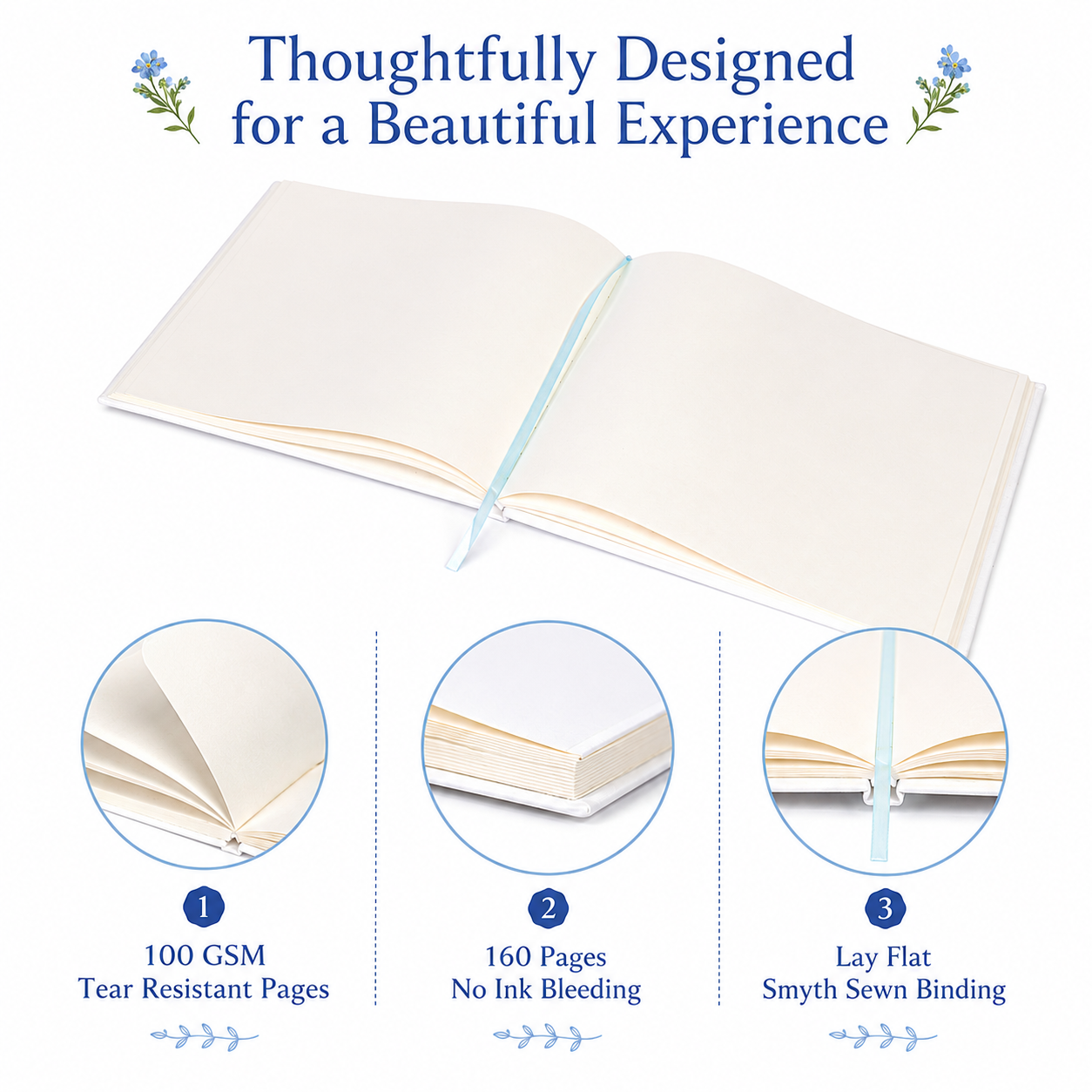 Embroidered Floral Guestbook – Blue Floral
