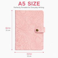 Embossed Floral Leather Notebook Journal – Blush Pink