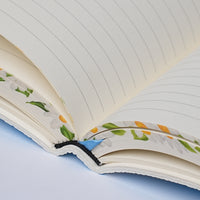 Botanical Leather Notebook Journal – Blue Daisy with Printed Edges