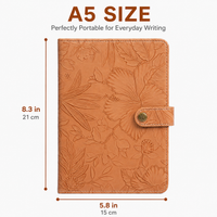 Embossed Floral Leather Notebook Journal – Brown