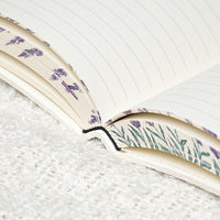 Botanical Leather Notebook Journal – Lavender with Printed Edges