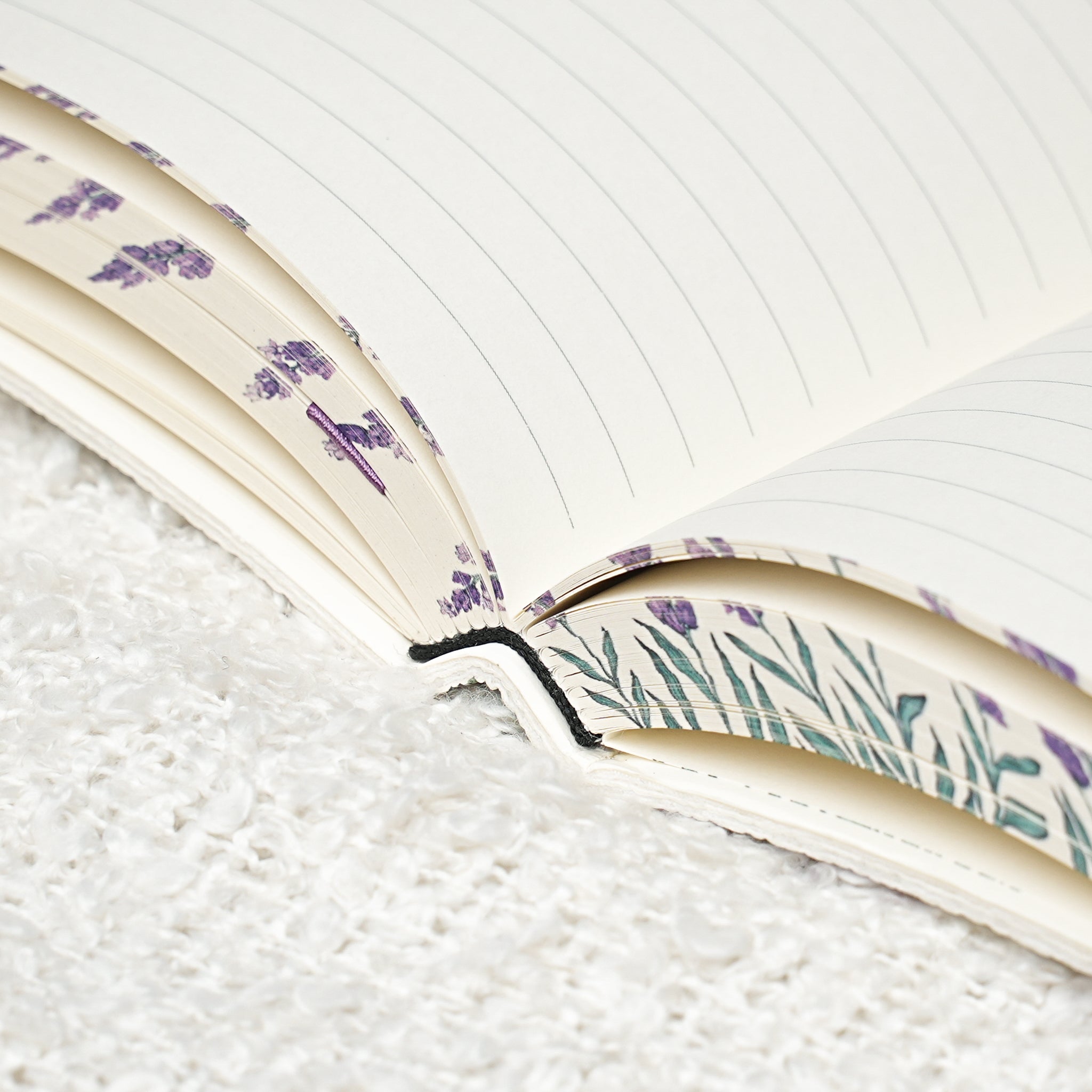 Botanical Leather Notebook Journal – Lavender with Printed Edges