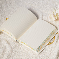 Botanical Leather Notebook Journal – Yellow Floral with Printed Edges