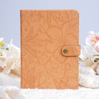 Embossed Floral Leather Notebook Journal – Brown