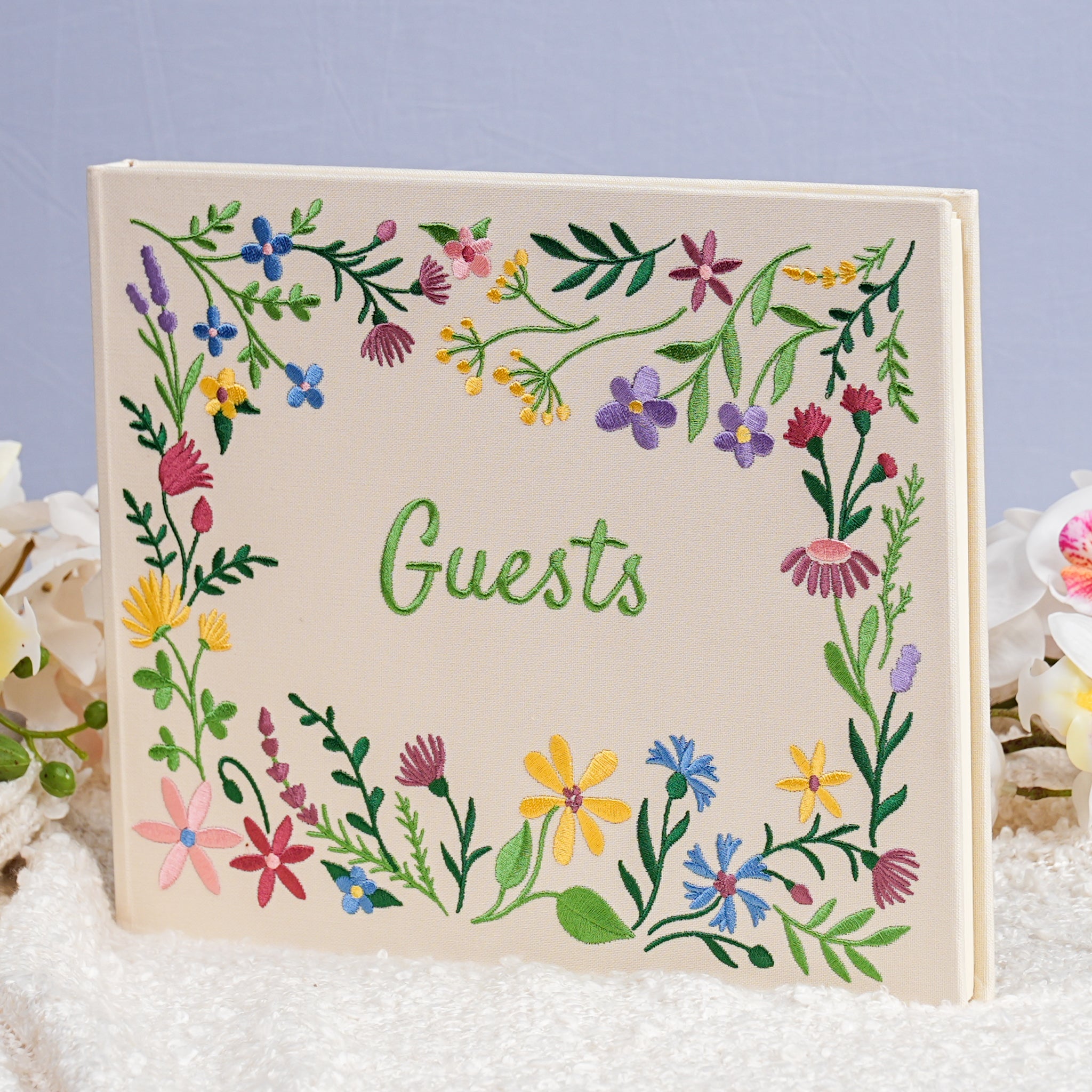 Embroidered Floral Guestbook – Wildflower Garden
