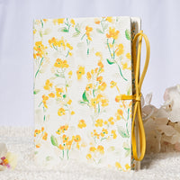 Botanical Leather Notebook Journal – Yellow Floral with Printed Edges
