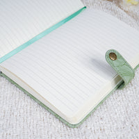 Embossed Floral Leather Notebook Journal – Sage Green