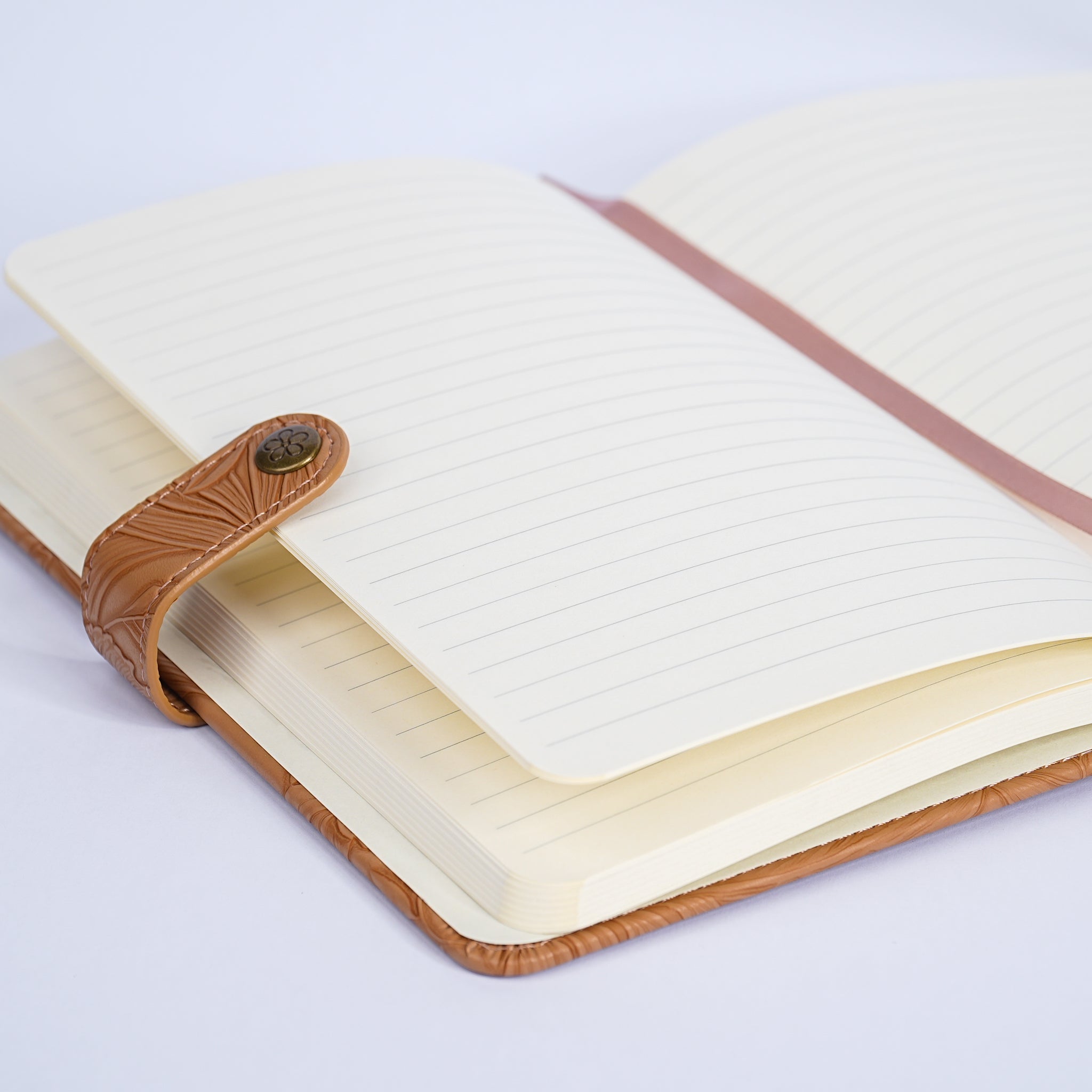 Embossed Floral Leather Notebook Journal – Brown