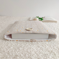 Daisy Blossom Floral Book Sleeve - Beige