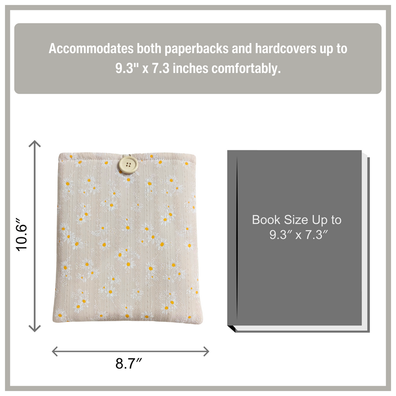 Daisy Blossom Floral Book Sleeve - Beige