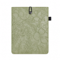 Embossed Floral PU Leather Book Sleeve – Sage Green
