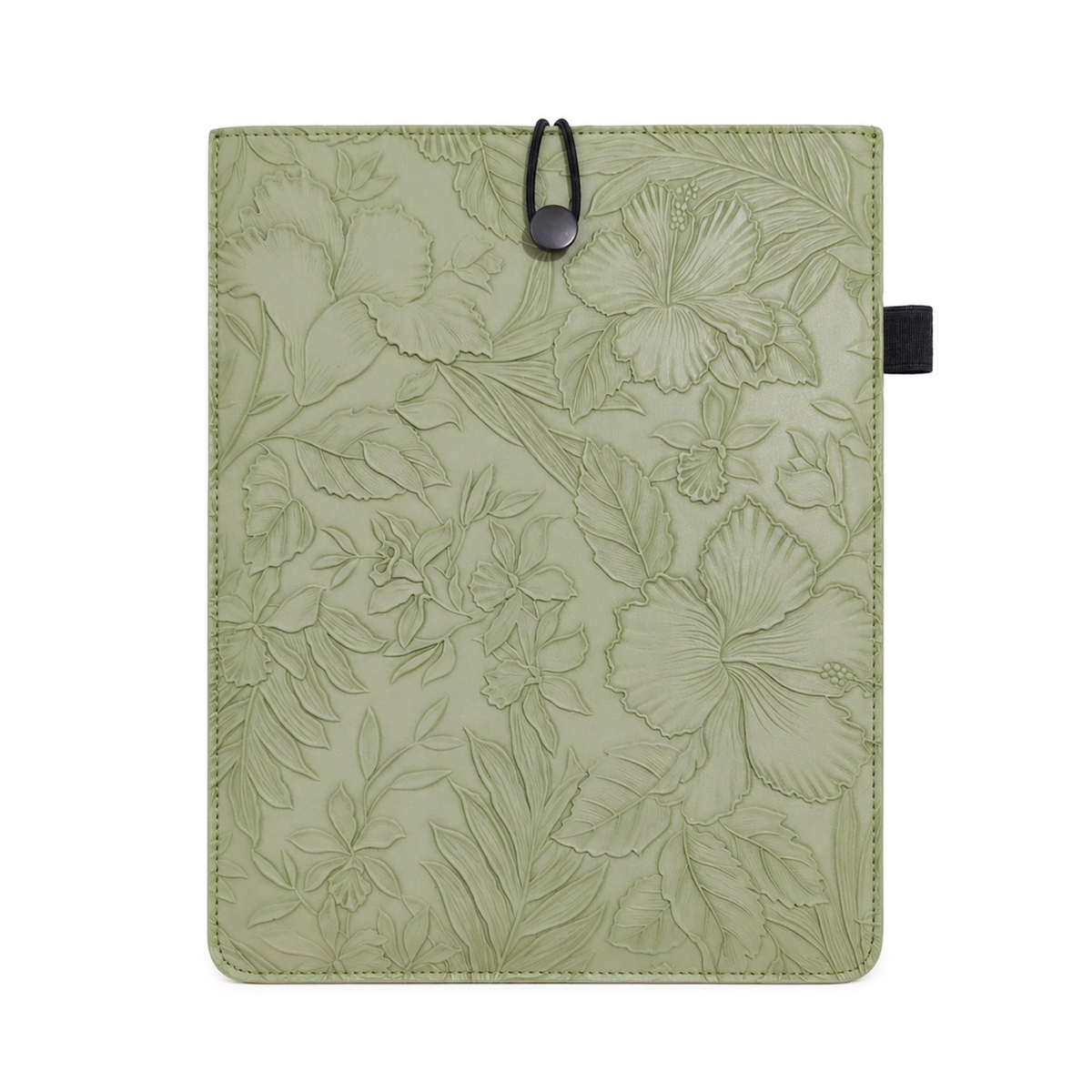 Embossed Floral PU Leather Book Sleeve – Sage Green