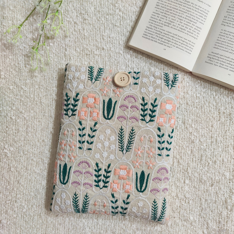 Pastel Garden Embroidered Book Sleeve