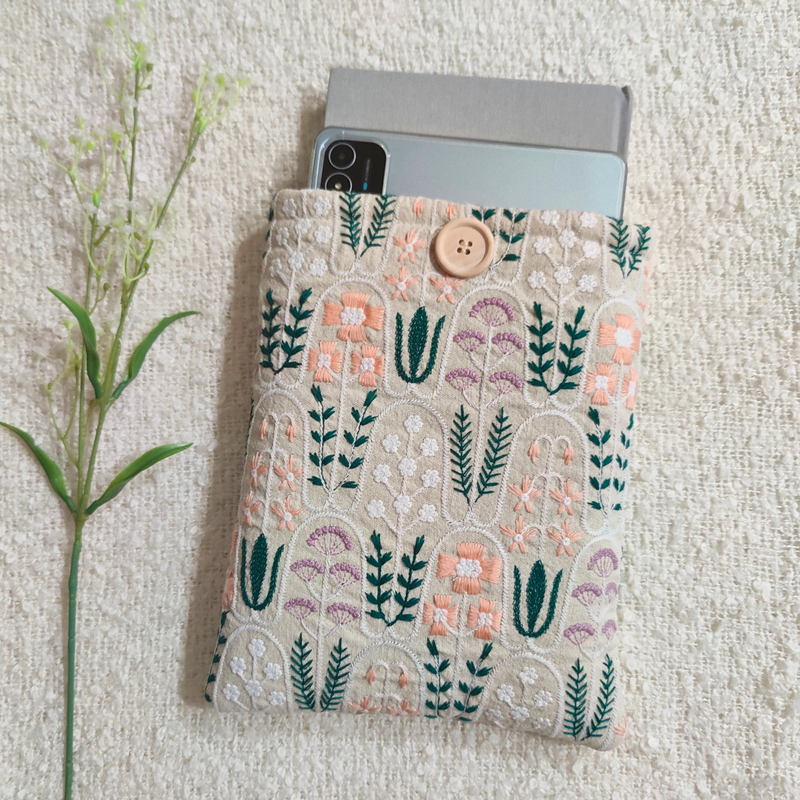 Pastel Garden Embroidered Book Sleeve