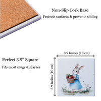 Mama Rabbit Ceramic Coaster Set – Vintage Storybook Rabbit Designs (Set of 4)