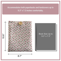 size infographic for the Pink Petals Book Sleeve 