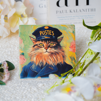 Starry Cats Ceramic Coaster Set – Van Gogh Inspired Art Cat Designs (Set of 4)