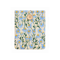 Embroidered Kindle Sleeve, Padded E-Reader Cover – Blue Daisy