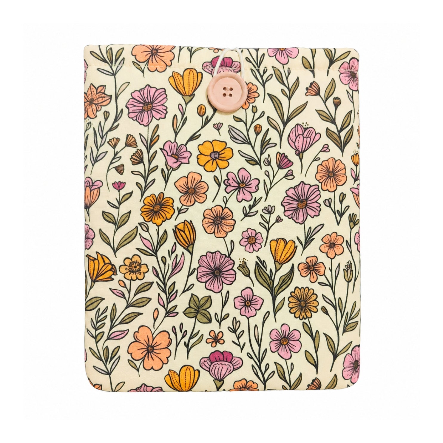 Soft Florals Book Sleeve, Padded Book Cover