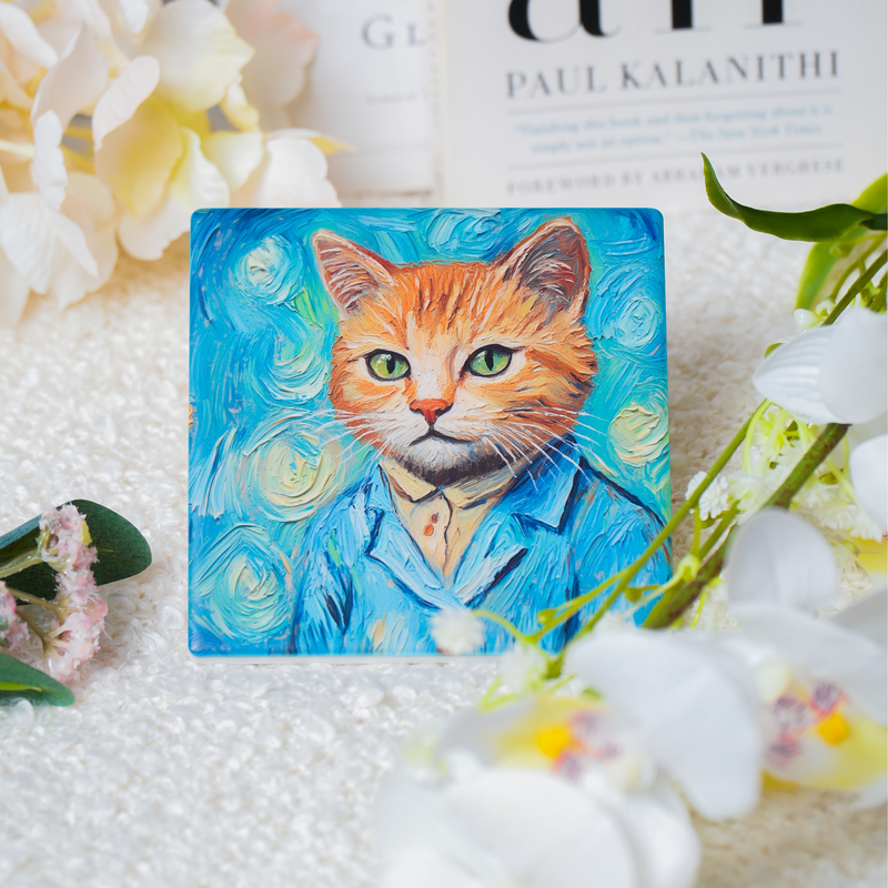 Gallery Cats Ceramic Coaster Set – Art-Inspired Cat Designs (Set of 4)