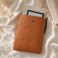 Embossed Floral PU Leather Book Sleeve – Warm Brown