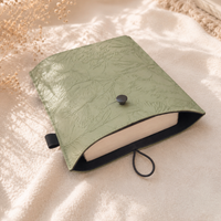 Embossed Floral PU Leather Book Sleeve – Sage Green