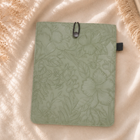 Embossed Floral PU Leather Book Sleeve – Sage Green