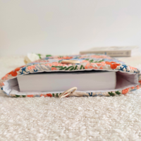 Floral Meadow Embroidered Padded Book Sleeve - Beige