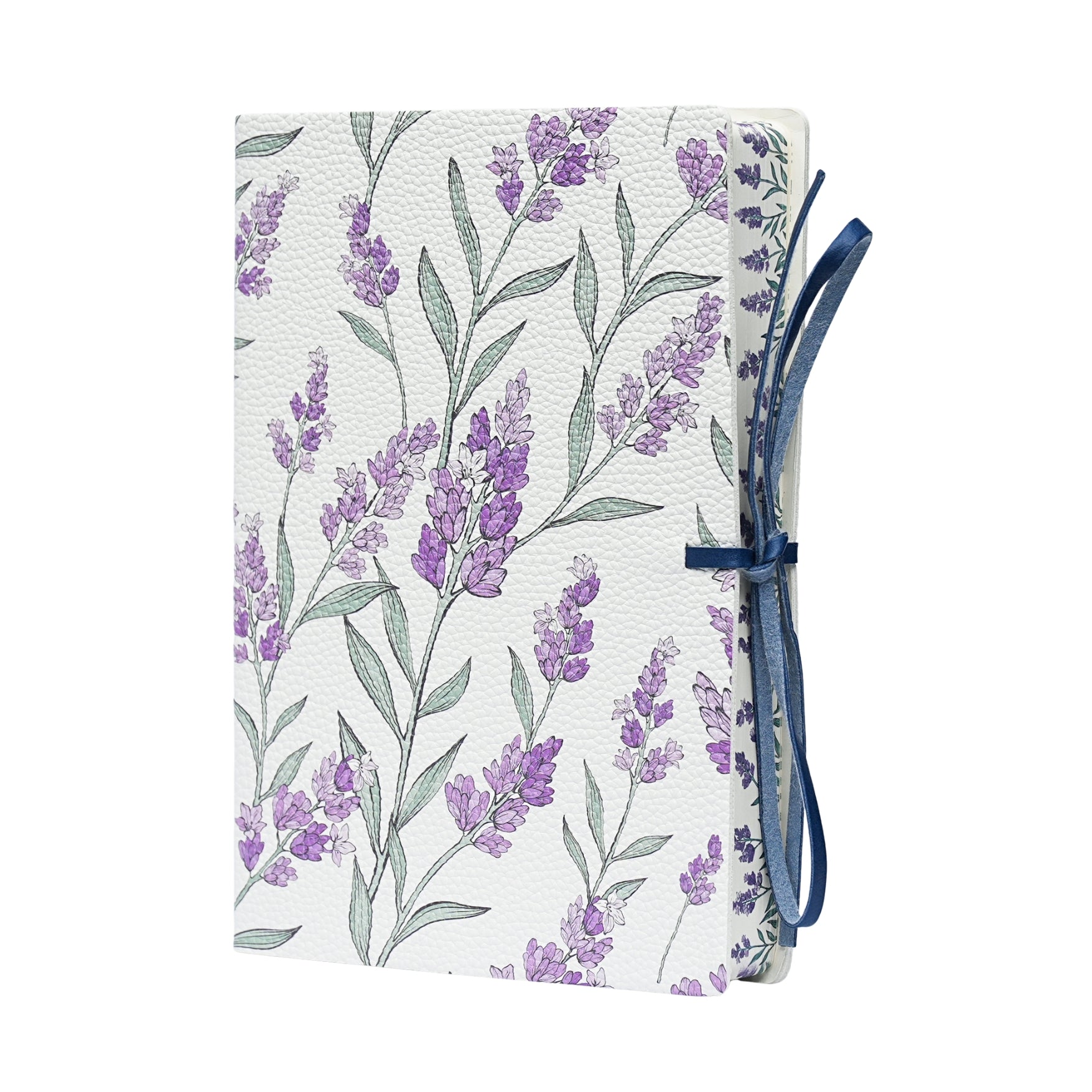 Botanical Leather Notebook Journal – Lavender with Printed Edges