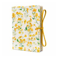 Botanical Leather Notebook Journal – Yellow Floral with Printed Edges