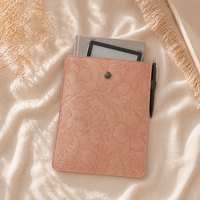 Embossed Floral PU Leather Book Sleeve – Blush Pink