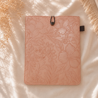 Embossed Floral PU Leather Book Sleeve – Blush Pink